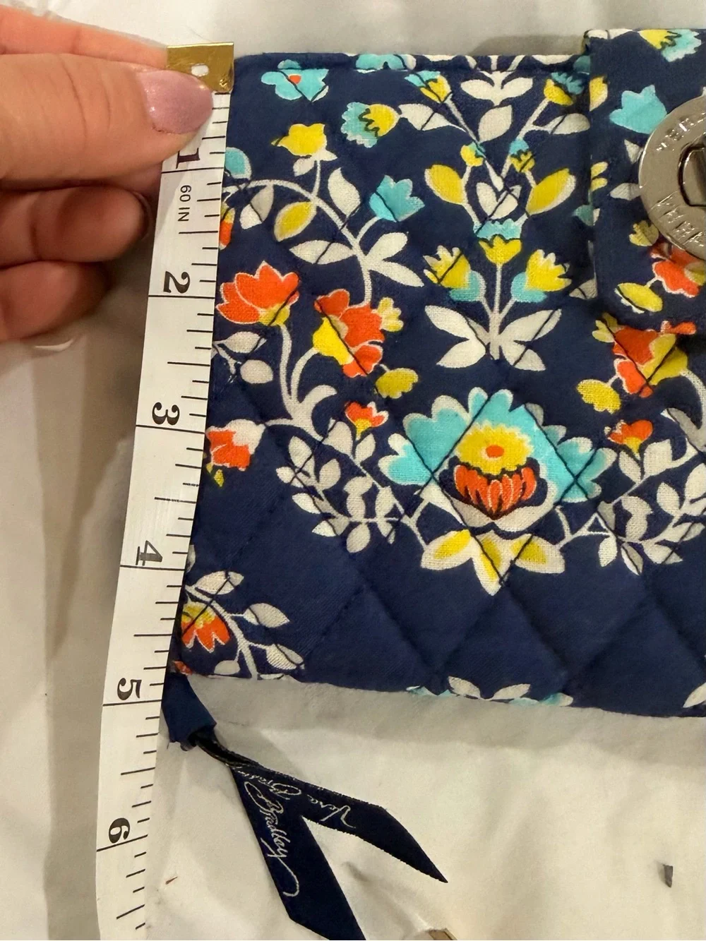 Vera Bradley Navy Quilted Floral Turn-Lock Wallet